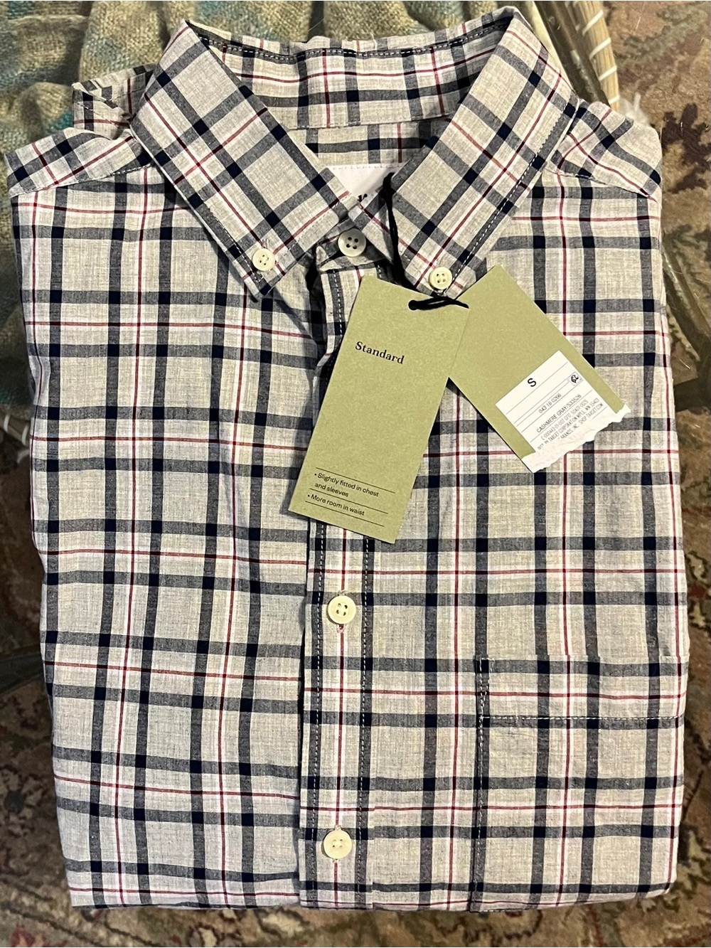 Goodfellow Black Plaid Button Down Shirt Mens Small Classic Cotton